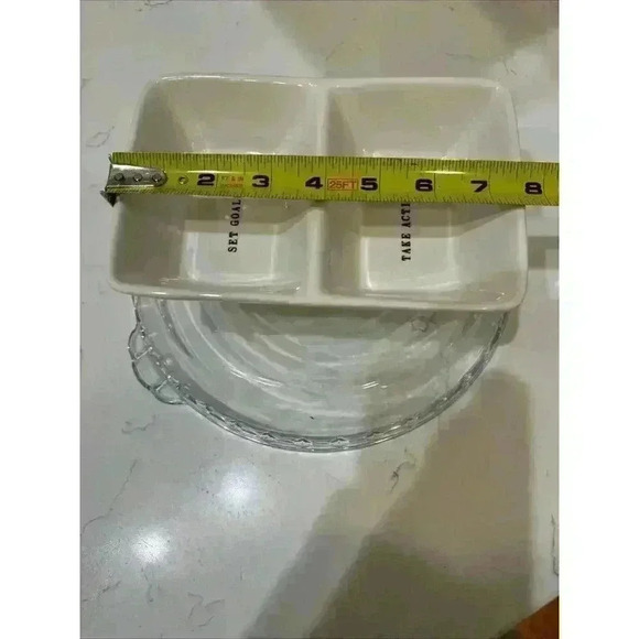 Rae Dunn SET GOALS TAKE ACTION Divided Serving Dish Artisan Magenta 8x5 - Picture 9 of 11